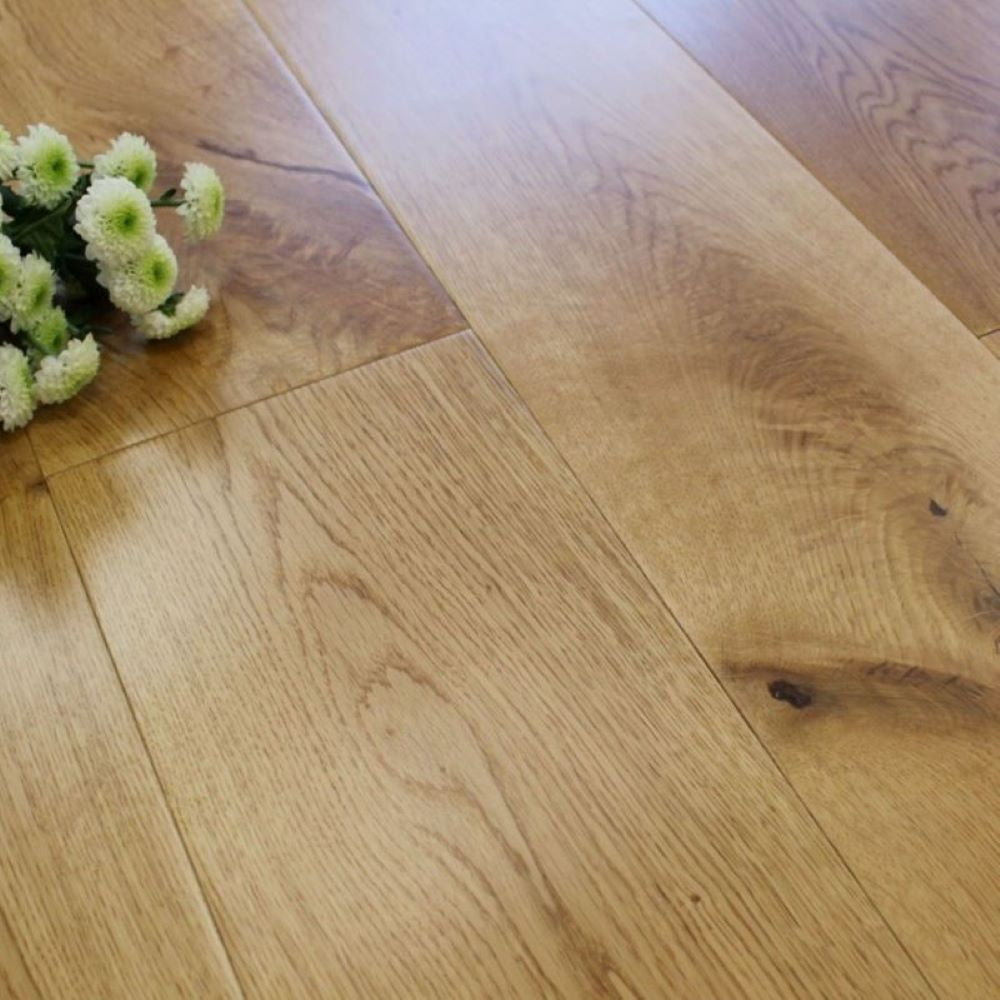 Lacquered wood flooring in a bright interior