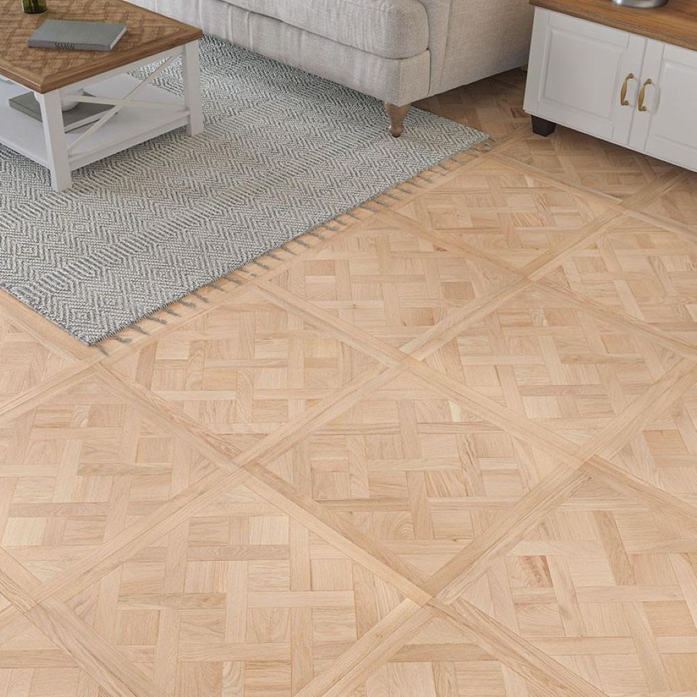 Premium parquet flooring detail showing classic pattern inspiration