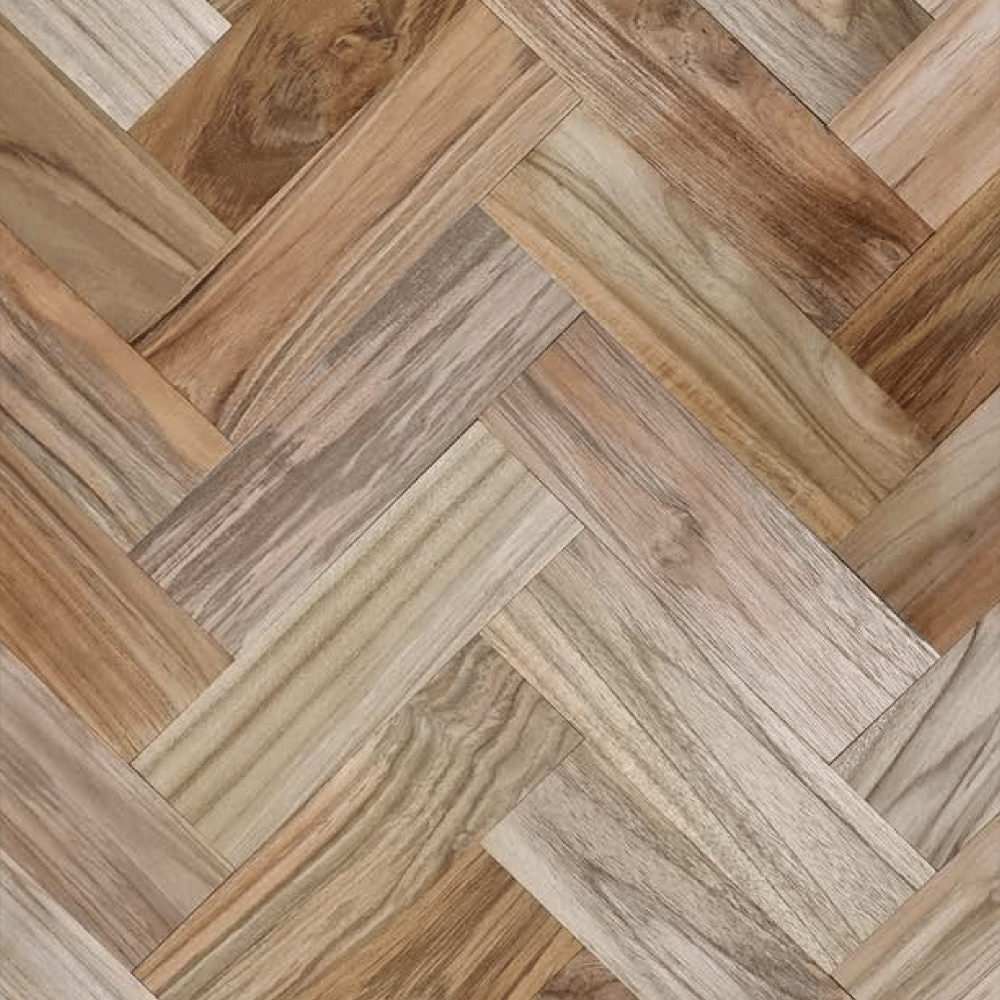 Close-up of herringbone parquet flooring pattern