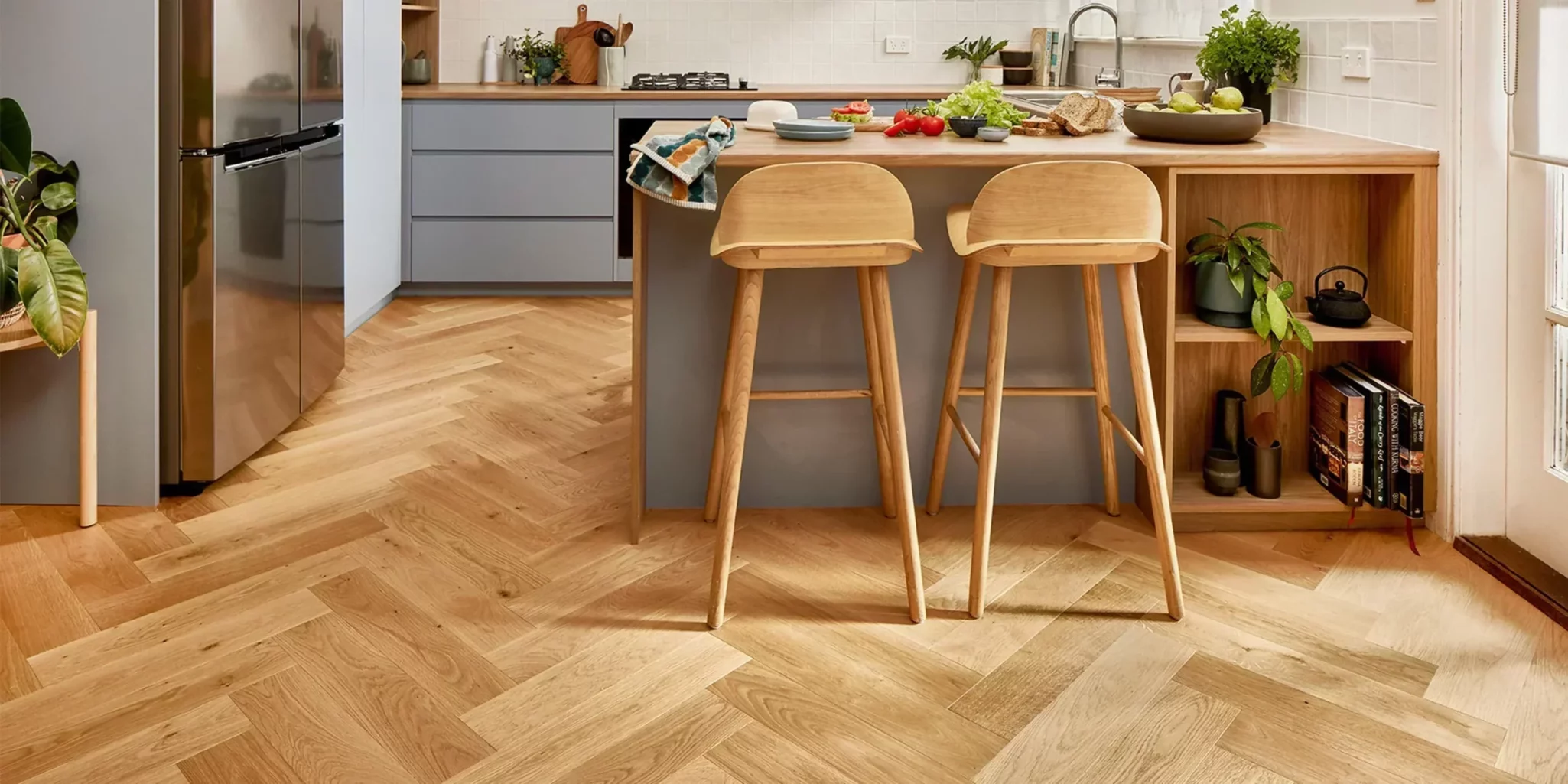 Porcelain tile flooring in modern kitchen